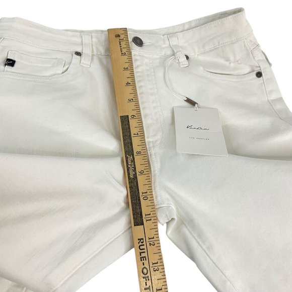 KanCan Jeans Women's SZ 29 White Distressed Fray Ankle Stretch Skinny Crop $78 - Picture 10 of 12
